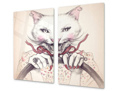 Tempered GLASS Cutting Board – Worktop saver D15 Drawings Series: Cat