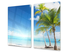 Tempered GLASS Kitchen Board – Impact & Scratch Resistant; D08 Nature Series: Marine coast 8