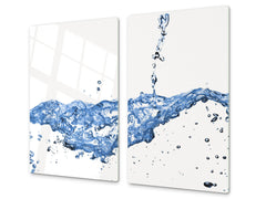 CUTTING BOARD and Cooktop Cover - Impact & Shatter Resistant Glass D02 Water Series: Water 14