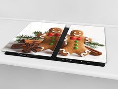 Tagliere in vetro temperato – Tagliere e proteggi; D20 Serie di Natale Pan di zenzero alla cannella