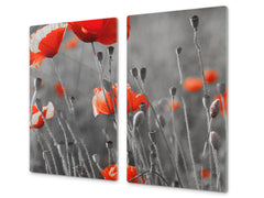 Glass Cutting Board and Worktop Saver D06 Flowers Series: Poppies 1