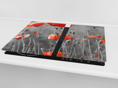 Glass Cutting Board and Worktop Saver D06 Flowers Series: Poppies 1