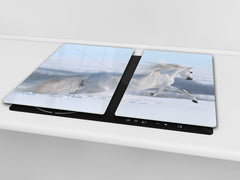 Tempered GLASS Cutting Board 60D01: White horse