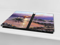 UNIQUE Tempered GLASS Kitchen Board 60D05A: Fisherman's haven