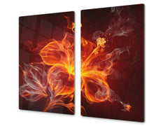 Glass Cutting Board and Worktop Saver D06 Flowers Series: Flower 9