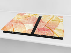 Tempered GLASS Kitchen Board – Impact & Scratch Resistant; D08 Nature Series: Leaves 35