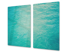 CUTTING BOARD and Cooktop Cover - Impact & Shatter Resistant Glass D02 Water Series: Texture 130