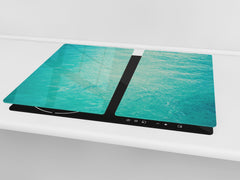 CUTTING BOARD and Cooktop Cover - Impact & Shatter Resistant Glass D02 Water Series: Texture 130