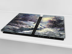 UNIQUE Tempered GLASS Kitchen Board 60D05A: Winter landscape