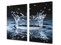 CUTTING BOARD and Cooktop Cover - Impact & Shatter Resistant Glass D02 Water Series: Water 19
