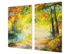 Resistant Glass Cutting Board 60D05B: Autumn in the park