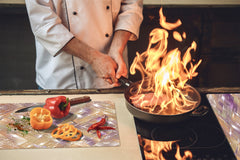 UNIQUE Tempered GLASS Kitchen Board – Scratch Resistant Glass Cutting Board – Glass Countertop MEASURES: SINGLE: 60 x 52 cm (23,62” x 20,47”); DOUBLE: 30 x 52 cm (11,81” x 20,47”); D29 Colourful Variety Series: Vintage mosaic