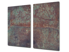Chopping Board - Impact & Scratch Resistant - Glass Cutting Board D24 Rusted textures Series: Vintage rusted metal