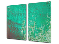 Chopping Board - Impact & Scratch Resistant - Glass Cutting Board D24 Rusted textures Series: Oxidized copper ornament