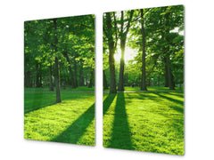 Tempered GLASS Kitchen Board – Impact & Scratch Resistant; D08 Nature Series: Trees 2