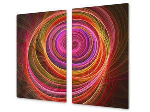 Tempered GLASS Cutting Board D01 Abstract Series: multicolored swirl