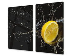 Couvre-plaques de cuisson en VERRE trempé; D07 Fruits et Légumes Citron 10