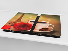 Tabla de cortar decorativa de cristal templado y cubre vitro D05 Serie Café: París 1