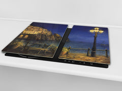 UNIQUE Tempered GLASS Kitchen Board 60D05A: Evening in the bay