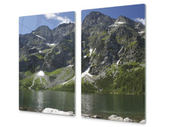 Tempered GLASS Kitchen Board – Impact & Scratch Resistant; D08 Nature Series: Mountains 4