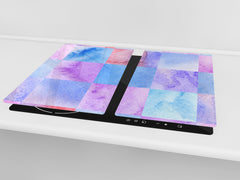 Cubre vitrocerámica y tabla de cortar de cristal templado – Superficie de vidrio templado resistente D13 Serie Dibujos: Mosaico 5