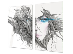 Glass stove top 60D19: Graphic of a woman