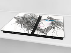 Glass stove top 60D19: Graphic of a woman