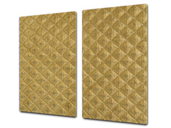 TEMPERED GLASS CHOPPING BOARD – Glass Cutting Board and Worktop Saver – Worktop protector; MEASURES: SINGLE: 60 x 52 cm (23,62” x 20,47”); DOUBLE: 30 x 52 cm (11,81” x 20,47”); D30 Decorative Surfaces Series: Golden textured background