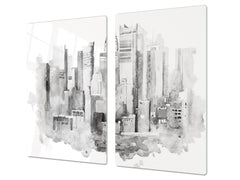 Glass Cutting Board and Worktop Saver 60D12: City graphics