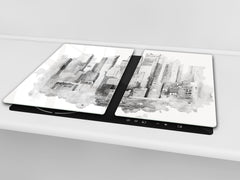 Glass Cutting Board and Worktop Saver 60D12: City graphics