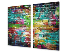 Tempered GLASS Kitchen Board – Impact & Scratch Resistant D10A Textures Series A: Brick wall 12