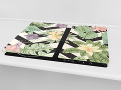 Tempered GLASS Cutting Board – Worktop saver D15 Drawings Series: Flower 27