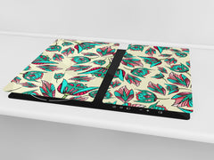 Tempered GLASS Cutting Board – Worktop saver D15 Drawings Series: Stamped flowers