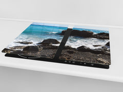 Tempered GLASS Kitchen Board – Impact & Scratch Resistant; D08 Nature Series: Marine coast 11