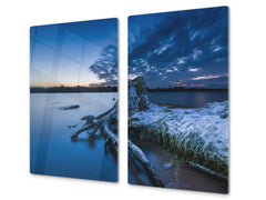 Tempered GLASS Kitchen Board – Impact & Scratch Resistant; D08 Nature Series: Marine coast 5