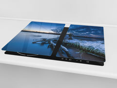 Tempered GLASS Kitchen Board – Impact & Scratch Resistant; D08 Nature Series: Marine coast 5