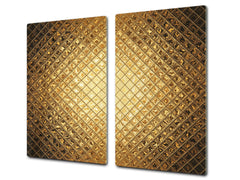 Tempered GLASS Cutting Board – Worktop saver and Pastry Board –- Glass Kitchen Board; MEASURES: SINGLE: 60 x 52 cm (23,62” x 20,47”); DOUBLE: 30 x 52 cm (11,81” x 20,47”); D28 Golden Waves Series: Sparkling pattern