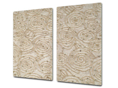 TEMPERED GLASS CHOPPING BOARD – Glass Cutting Board and Worktop Saver – Worktop protector; MEASURES: SINGLE: 60 x 52 cm (23,62” x 20,47”); DOUBLE: 30 x 52 cm (11,81” x 20,47”); D30 Decorative Surfaces Series: Floral lace