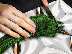 TEMPERED GLASS CHOPPING BOARD – Glass Cutting Board and Worktop Saver – Worktop protector; MEASURES: SINGLE: 60 x 52 cm (23,62” x 20,47”); DOUBLE: 30 x 52 cm (11,81” x 20,47”); D30 Decorative Surfaces Series: Golden-white tiles