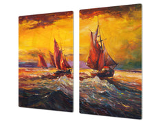 UNIQUE Tempered GLASS Kitchen Board 60D05A: Rough sea