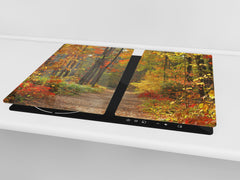 Tempered GLASS Kitchen Board – Impact & Scratch Resistant; D08 Nature Series: Forest 2