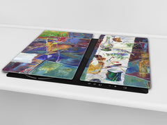 Tabla de cortar de vidrio resistente 60D05B: Arte moderno