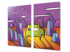 Tempered GLASS Kitchen Board D16 Blurby World: Cactus