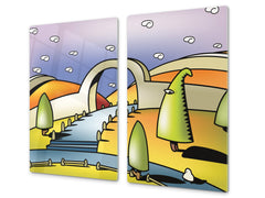 Tempered GLASS Kitchen Board D16 Blurby World: Shadow