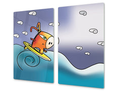 Tempered GLASS Kitchen Board D16 Blurby World: Wave