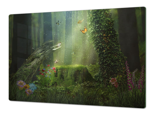 Induction Cooktop Cover – Glass Worktop saver: Fantasy and fairy-tale series DD18 Forest aura
