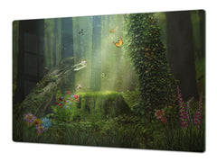 Induction Cooktop Cover – Glass Worktop saver: Fantasy and fairy-tale series DD18 Forest aura
