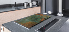 BIG KITCHEN BOARD & Induction Cooktop Cover – Glass Pastry Board DD34 Rusted textures Series: Old copper oxidation