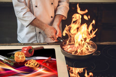 UNIQUE Tempered GLASS Kitchen Board – Abstract Series DD14 Colorful wave 1