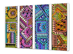 HUGE TEMPERED GLASS CHOPPING BOARD ; Moroccan design Series DD21 Ethnic drawing